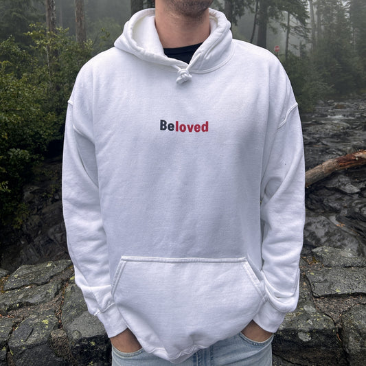 White Unisex Beloved Hoodie w/Definition/Greek Translation