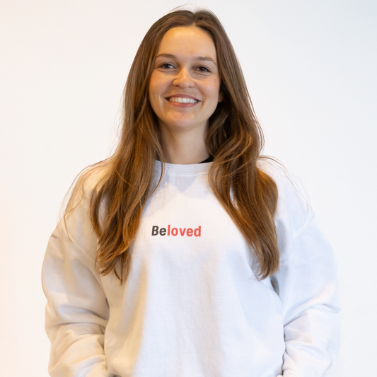 White Unisex Beloved Sweatshirt w/Definition/Greek Translation