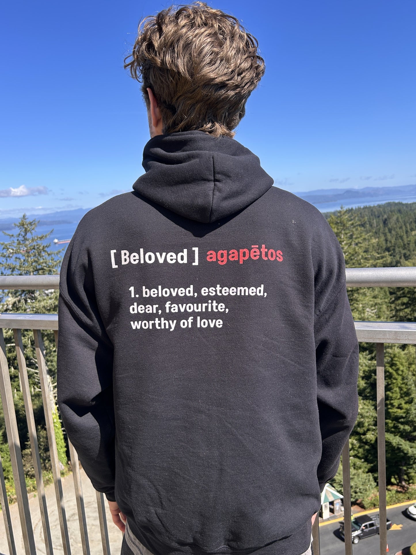 Black Unisex Beloved Hoodie w/Definition/Greek Translation