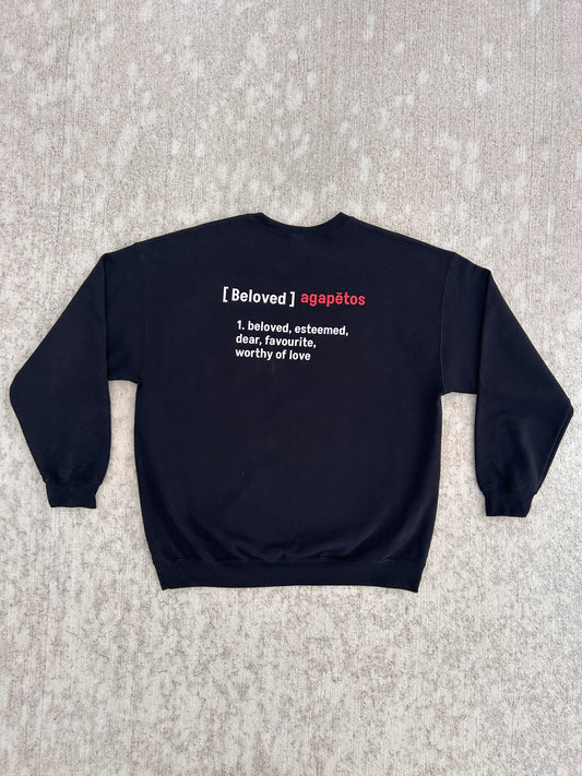 White Unisex Beloved Sweatshirt w/Definition/Greek Translation