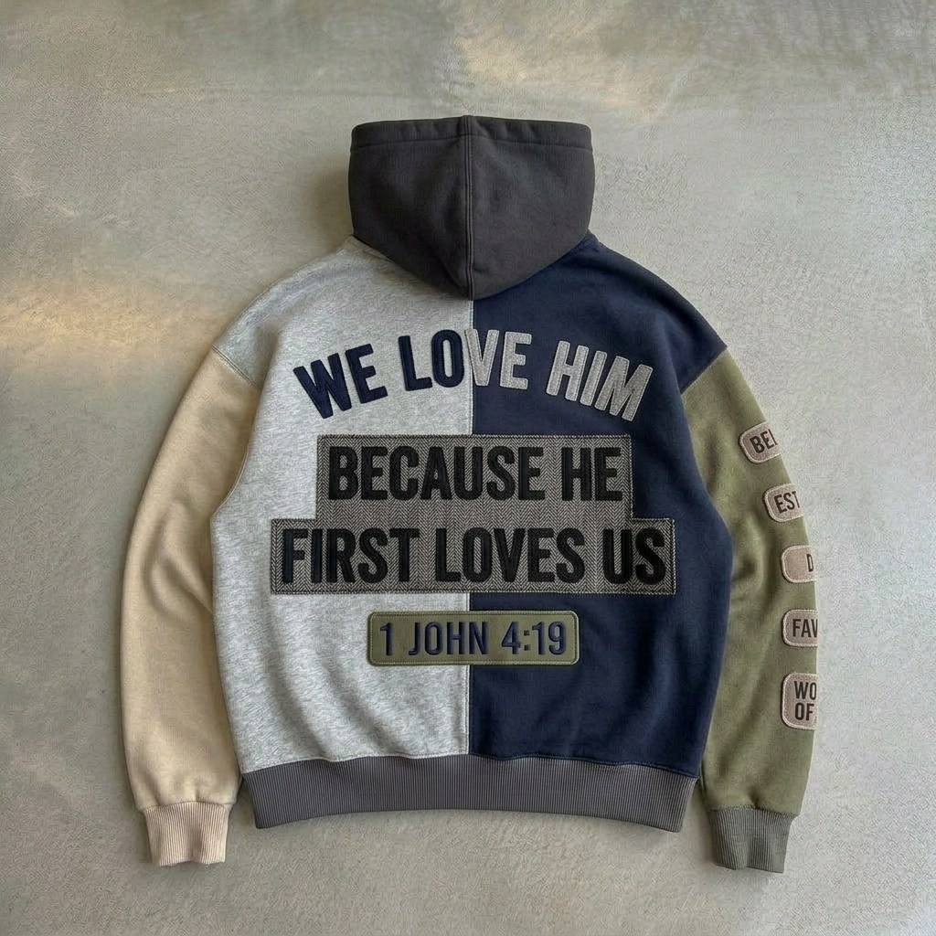 1 JOHN 4:19 Color Block Hoodie