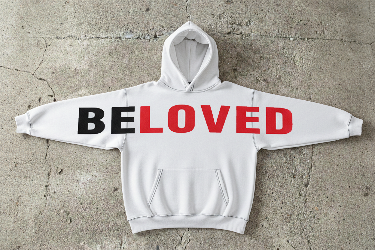 BELOVED White Hoodie front