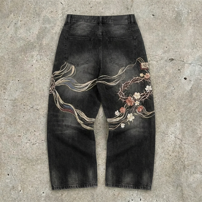 Black Faded Crucifixion Jeans